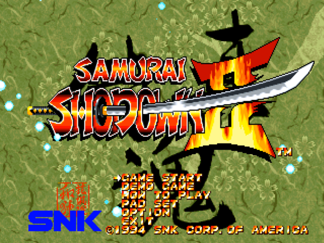 Samurai Shodown II title screen for Neo Geo CD